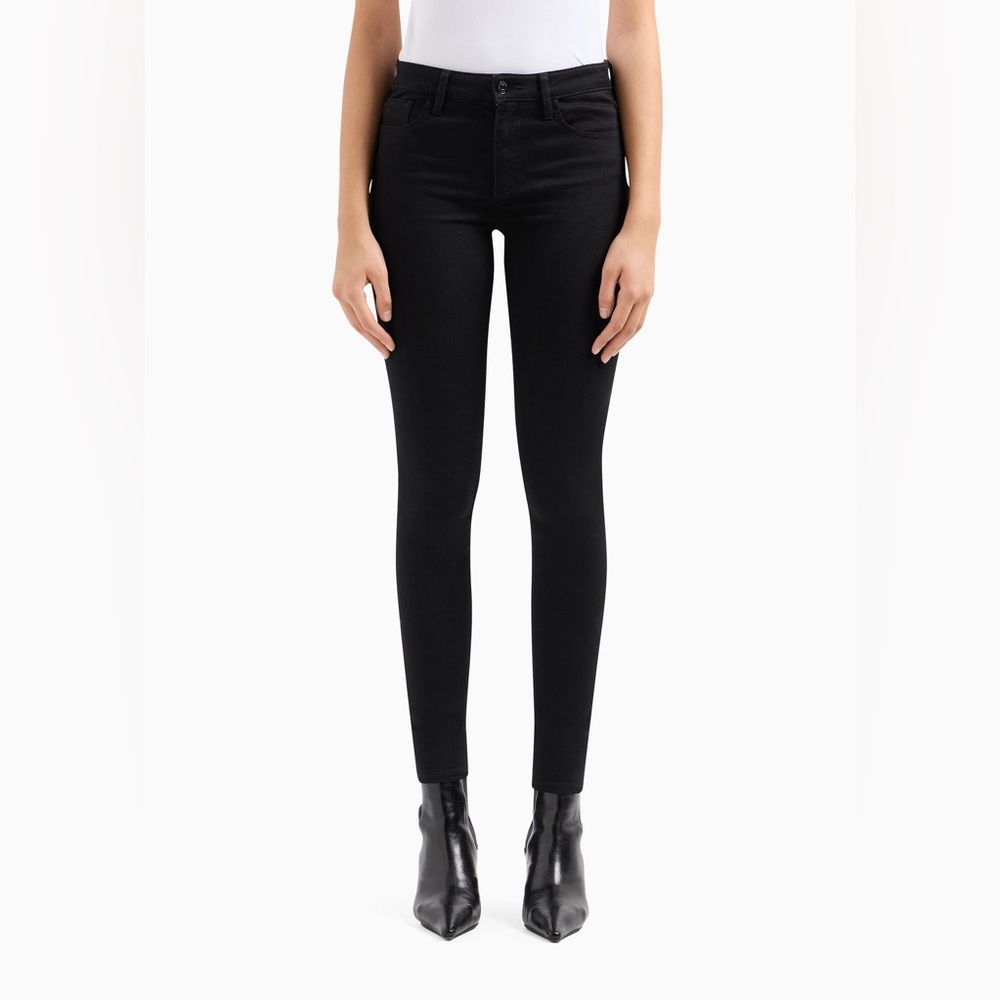 Armani Exchange Black Mid Rise Zipper Fly Super Skinny Denim Jeans